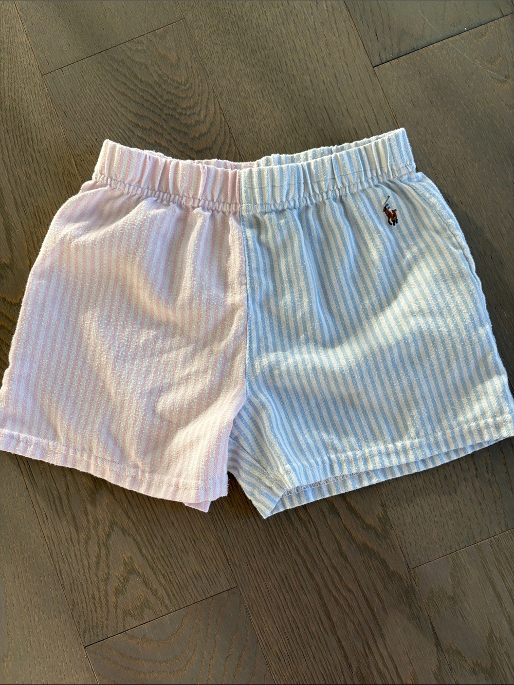 Ralph Lauren Kids 6X Split Color Flameresistant Shorts — Pink & Light Blue